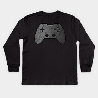 Black Geometric - Gaming Gamer Abstract - Gamepad Controller - Video Game Lover - Graphic Background Kids Long Sleeve T-Shirt